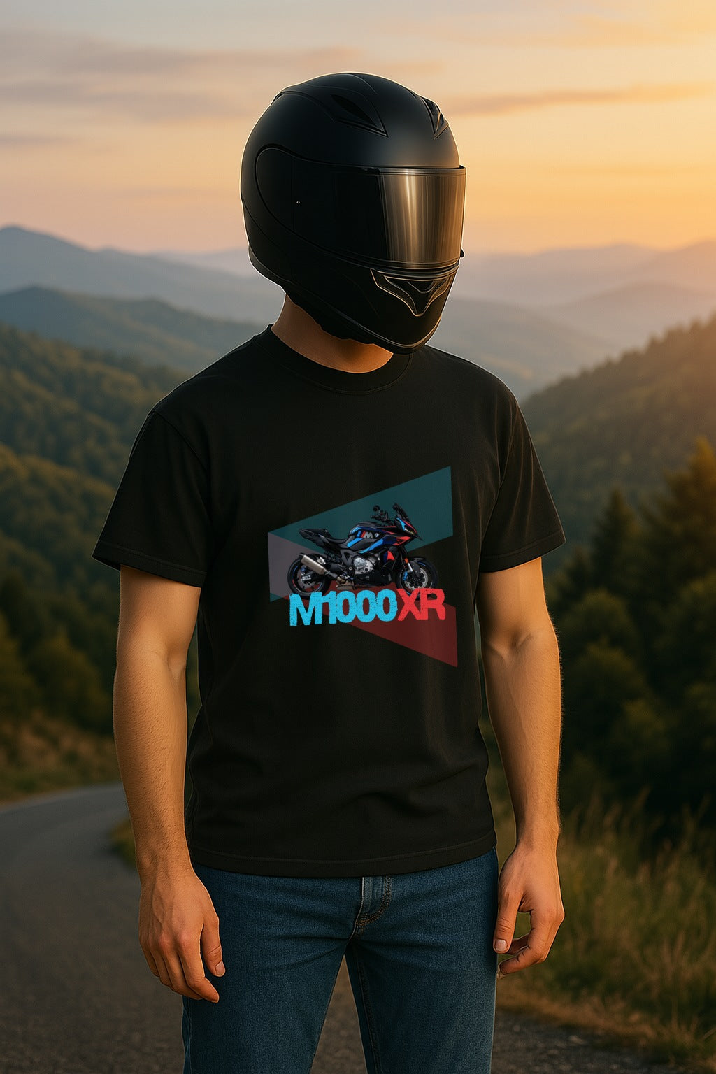 Camiseta Negra de Moto BMW M1000XR – Estilo Deportivo para Moteros
